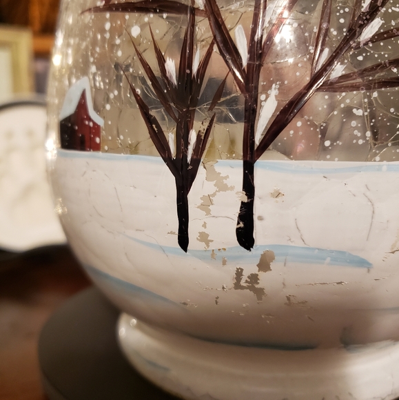 Painted Crushed Glass Christmas Candle Holder or Vase - Picture 9 of 11
